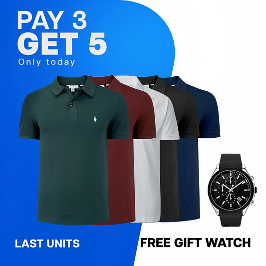 PACK POLO SHIRTS [PAY 3 GET 5] + WATCH